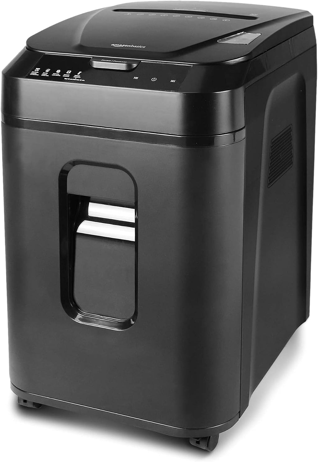 Amazon Basics 150-Sheet Autofeed Micro-Cut Paper and Credit Card Shredder, High Security Level P-4 with 8.5-Gallon Bin, 60-Minute Continuous Run Time, Black