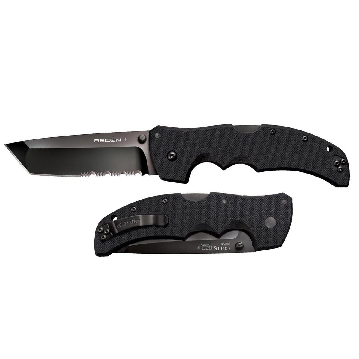 COLD STEEL Recon 1 4" S35VN Razor-Sharp Blade 5.375" G-10 Handle Tactical Folding Knife w/Tri-Ad Lock, Ambidextrous Pocket/Belt Clip