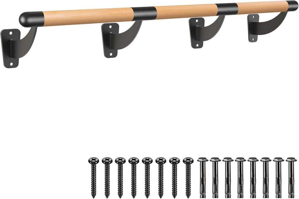 SELEWARE 4-12 FT Wood Ballet Barre Wall Mount Ballet Bar Dance Bar for Home