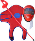 Fencing Equipment for Children's Fencing Training,3-Piece Starter Set for Fencing,Including Bendable Saber,Protective Undershirt and Mask,for Children's Training Routines(Red)