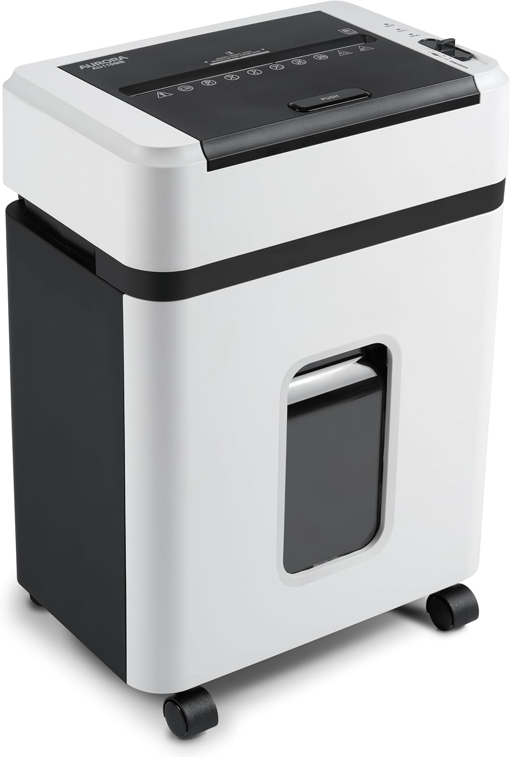 Aurora High Security AU110MB 110-Sheet Auto Feed Micro-Cut Paper and Credit Card Shredder with 4 Gallon Pullout Basket / 30 Minutes/Security Level P-4 (White/Black)