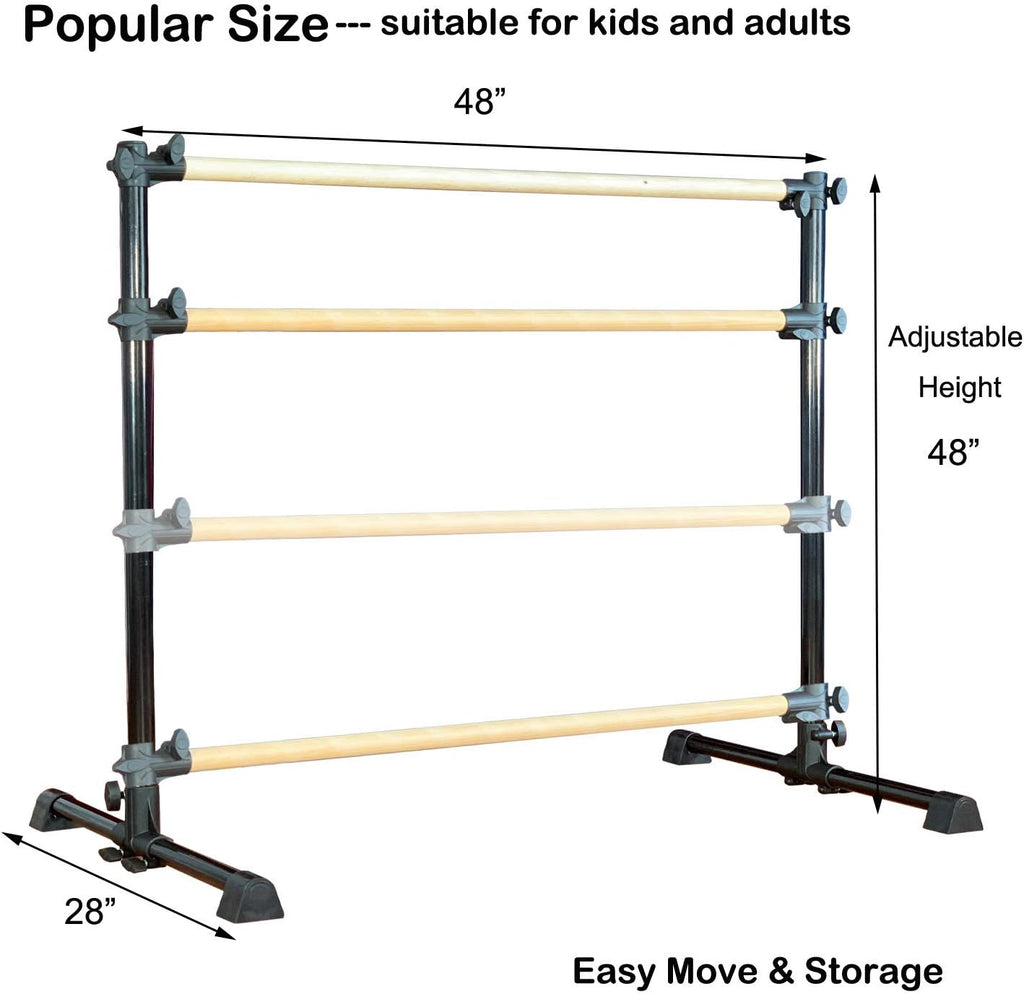 MARFULA 4Ft Portable Wood Ballet Barre Ballet Bar Dance Bar with Carry Bag
