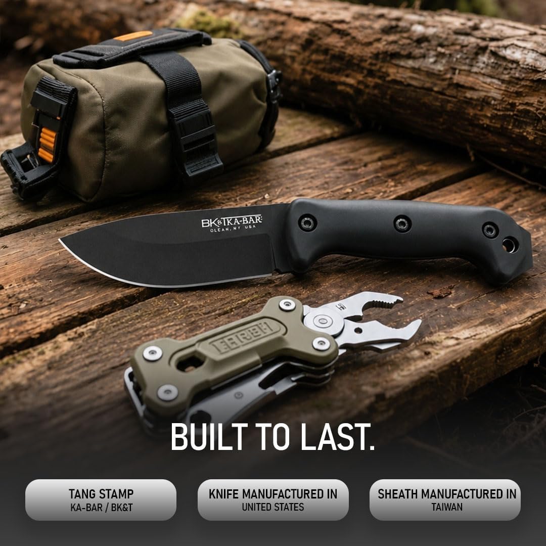 KA-BAR Becker BK2 Campanion Fixed Blade Knife, Carbon Steel