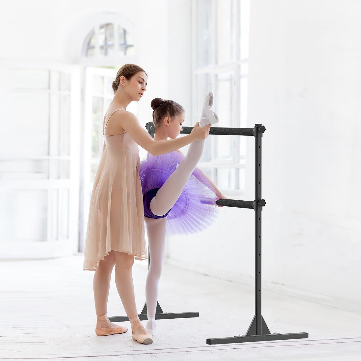 SELEWARE Height Adjustable Ballet Barre Freestanding Ballet Bar, 4/5/6 FT