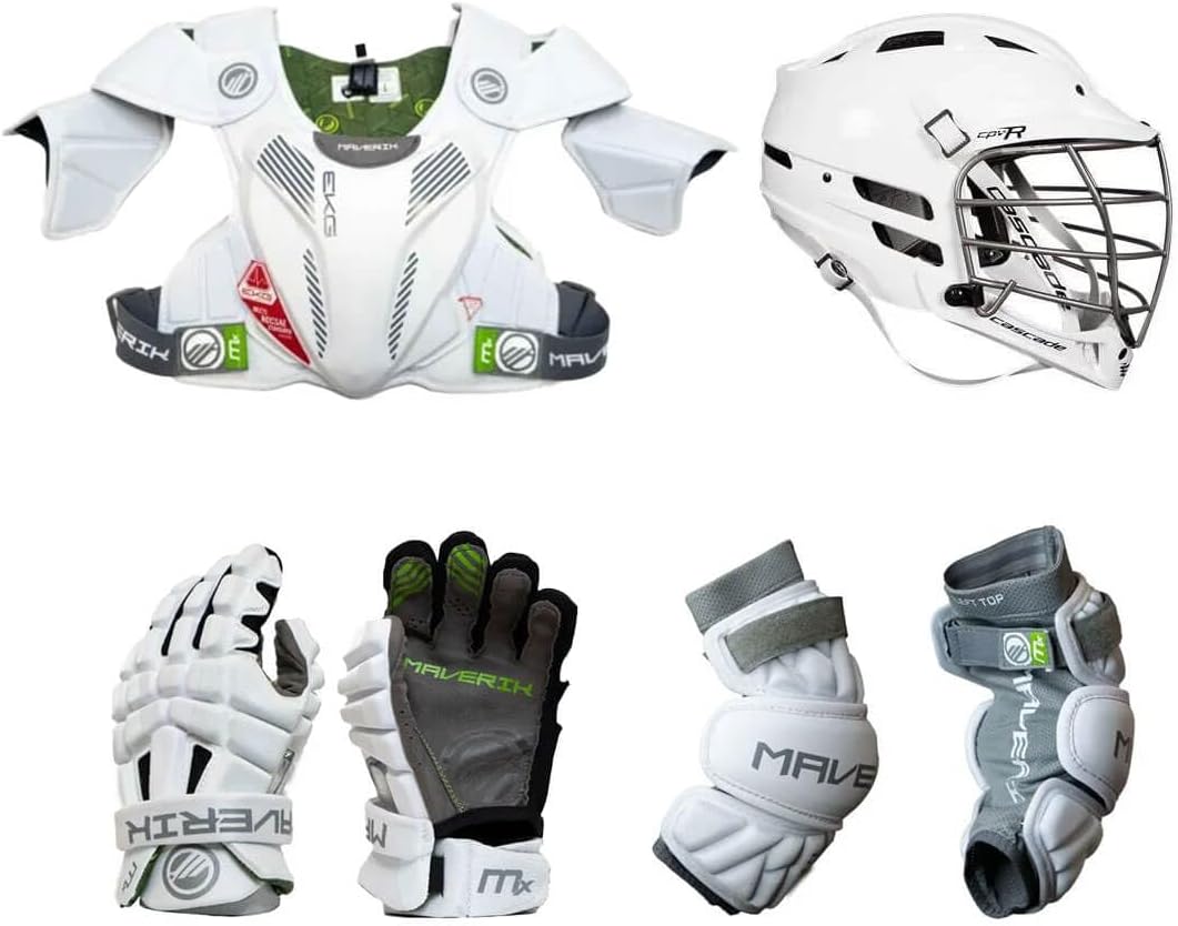 4-Piece Maverik MX Intermediate Lacrosse Set with Cascade CPV-R Helmet (No Stick Included)