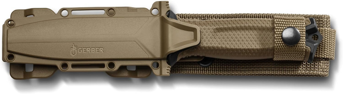 Gerber Gear StrongArm - Fixed Blade, Full Tang Knife - Camping Knife with Multiple Carry Options - Made in USA - Black, Serrated Edge