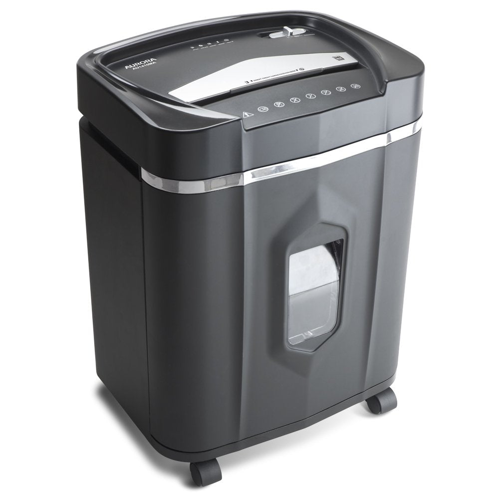 Aurora Commercial Grade 150-Sheet Auto Feed Heavy Duty Micro-Cut Paper and Credit Card Shredder with 6.3 Gallon Pullout Basket / 60 Minutes Continuous Run Time/P-4 Security Level