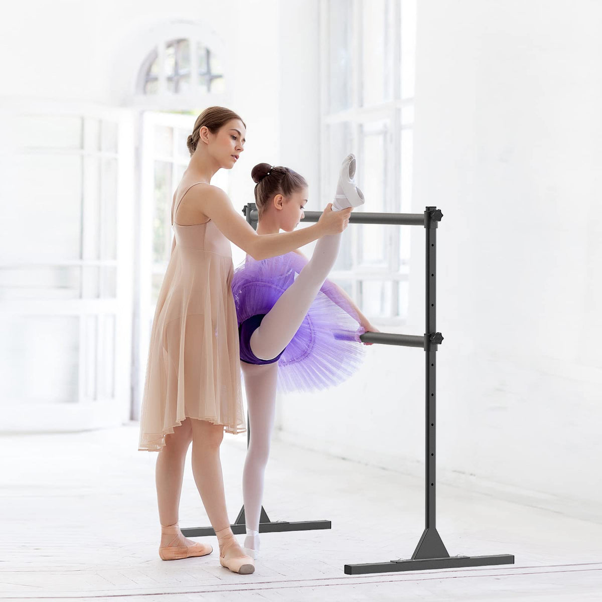 SELEWARE Height Adjustable Ballet Barre Freestanding Ballet Bar, 4/5/6 FT
