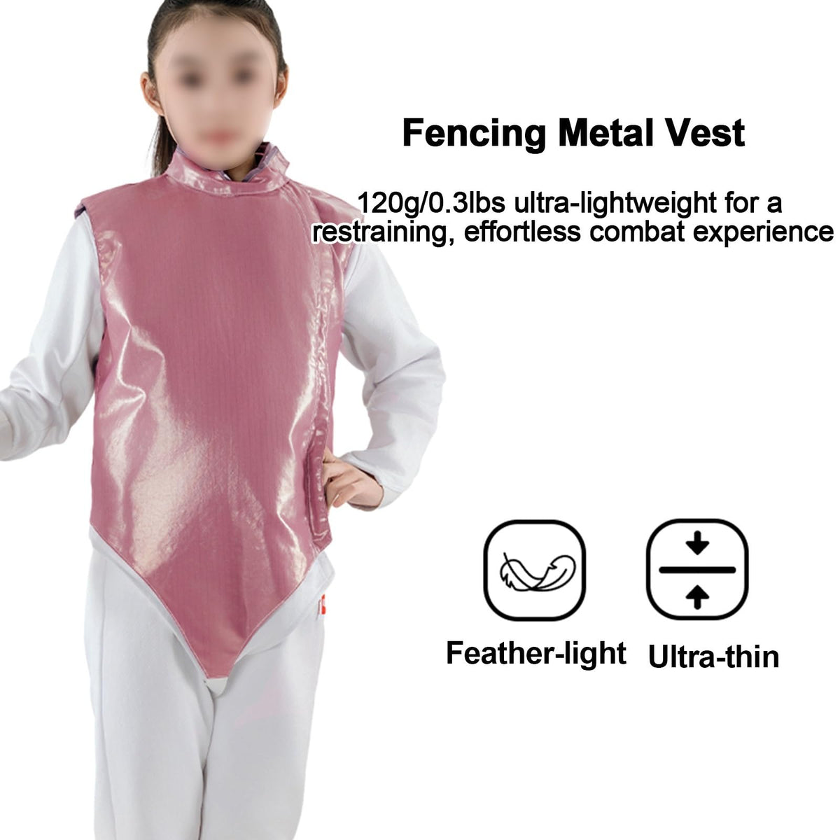 Metal Fencing Jacket, Foil Fencing Gear, Unisex, Washable, Adhesive Design, for Foil Epee Sabre, Right Handed
