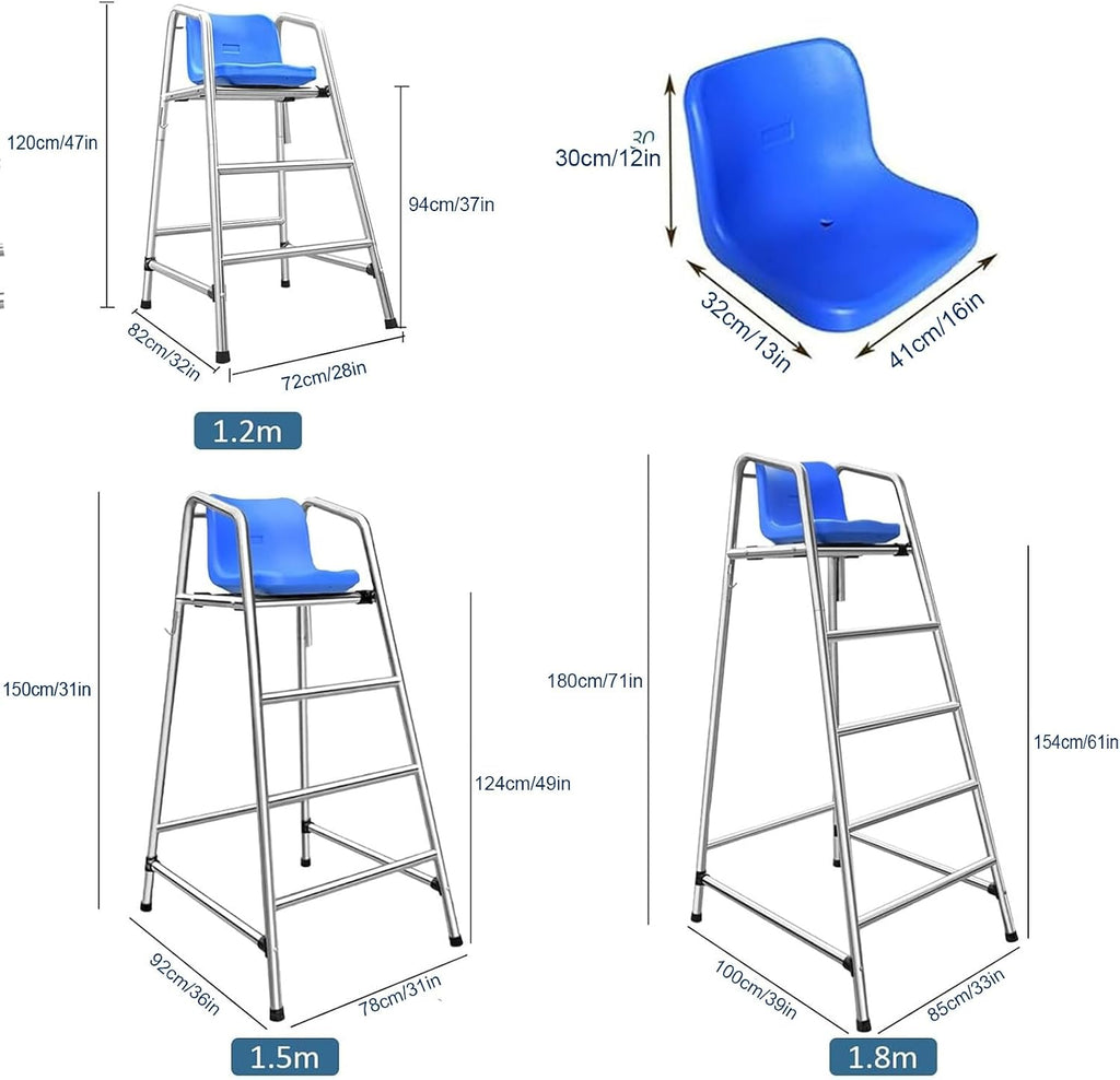 Observation Chair for Lifeguards,Tall Safety Seat for Swimming Pools and Waterparks, Indoor Outdoor Beach/Life Guard Chair, Professional Referee Viewing Stand(150cm/59inch, A)