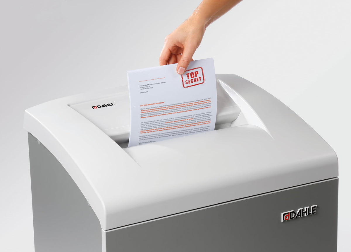 Dahle 52214 Paper Shredder, Cross Cut, P-4 | O-3 Security, German Engineered, Jam Protection, Oil Free, SmartPower, Shreds CDs, 20 Sheet Max, 11 Gal Bin