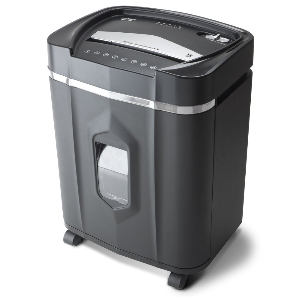 Aurora Commercial Grade 150-Sheet Auto Feed Heavy Duty Micro-Cut Paper and Credit Card Shredder with 6.3 Gallon Pullout Basket / 60 Minutes Continuous Run Time/P-4 Security Level