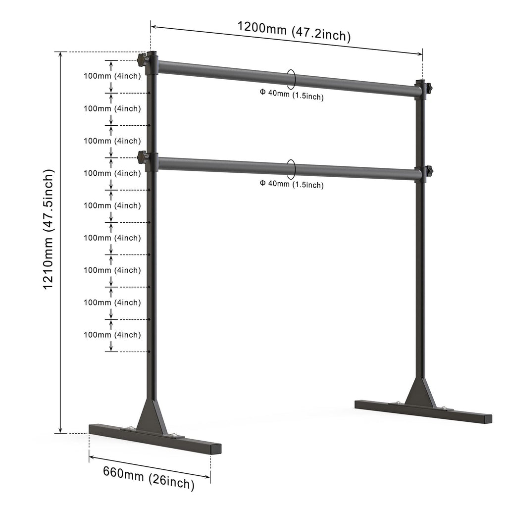 SELEWARE Height Adjustable Ballet Barre Freestanding Ballet Bar, 4/5/6 FT