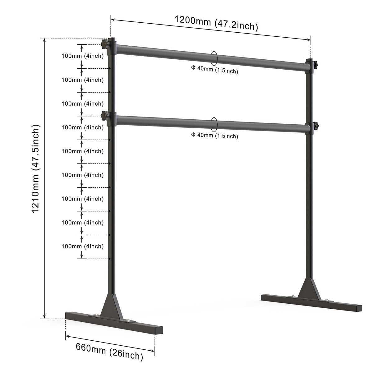 SELEWARE Height Adjustable Ballet Barre Freestanding Ballet Bar, 4/5/6 FT