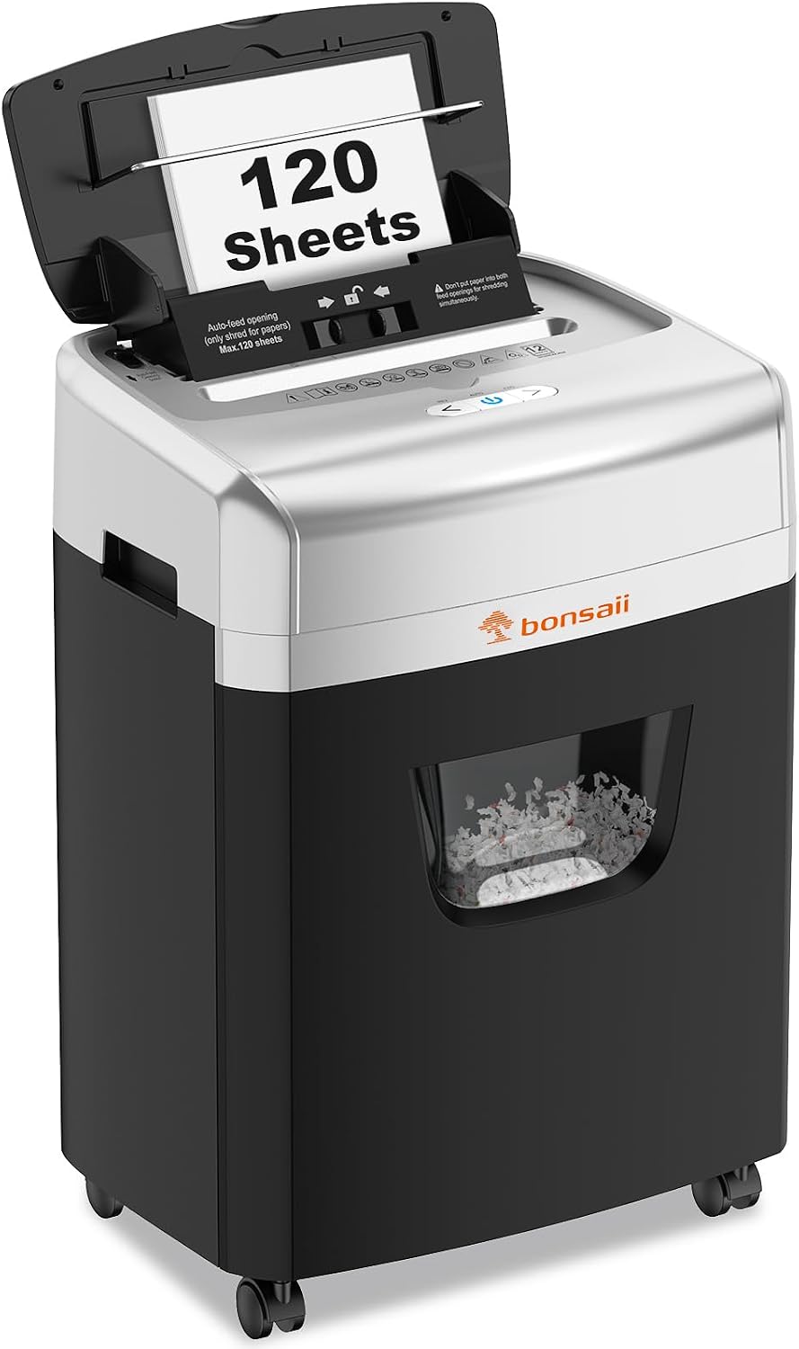 Bonsaii 120-Sheet Autofeed Micro-Cut 30-Min Run Heavy Duty Paper Shredder