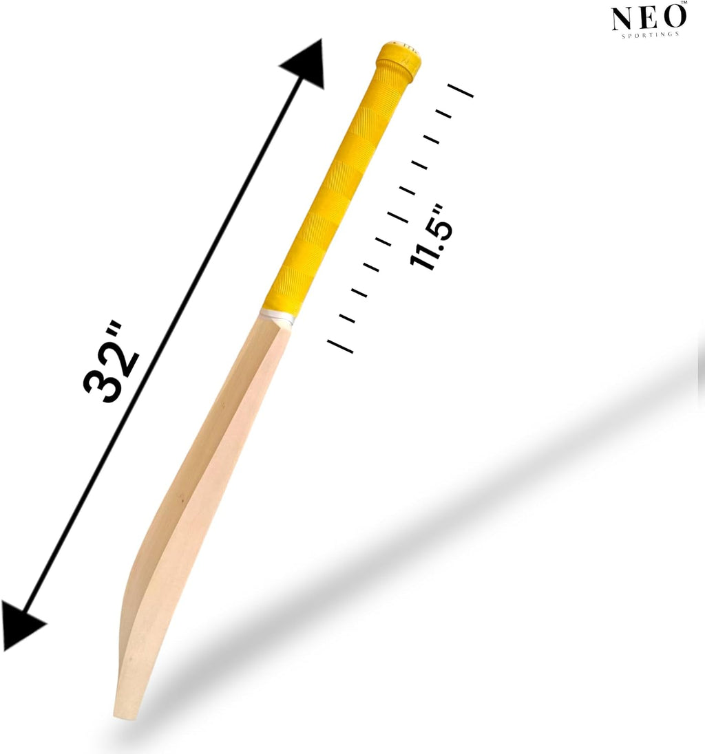 Kashmir Willow Cricket Bat, Grade 1 Premium Wood, Adult and Youth Size, Harrow Size with Natural Wood Finish (Players preferring Size 6 and Harrow)