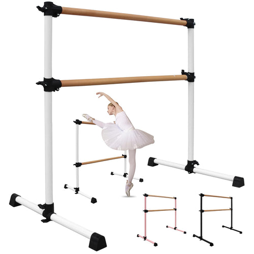 4FT/6FT Height Adjustable Double Ballet Barre, Freestanding Portable Stretching Dance Bar for Home, Heavy Duty Exercise Equipment for Kids & Adults with Anti-Slip Rubber Pads