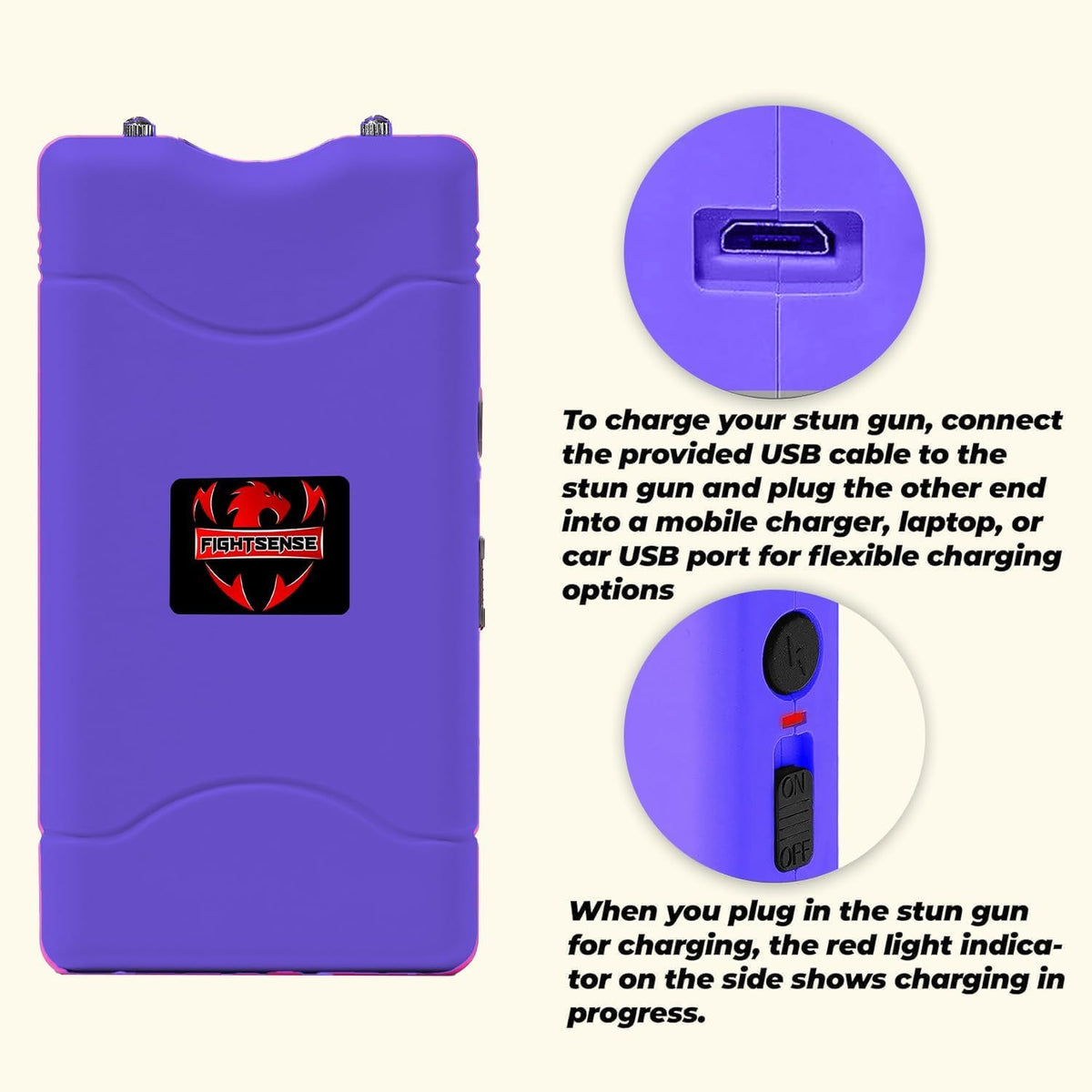 FIGHTSENSE (12 pcs) Wholesale Bulk Stun Gun Flashlight for Men and Women self Defense Device, Rechargeable Stun Gun, Nylon Holstersâ¦