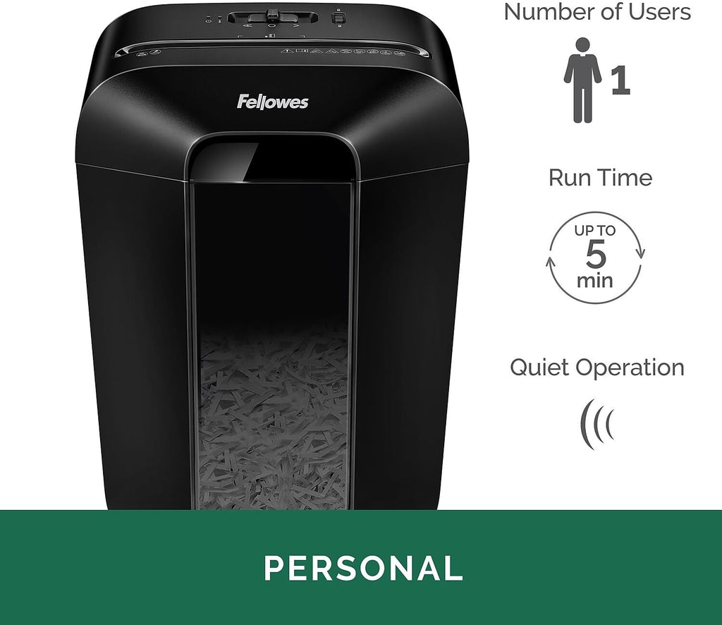 Fellowes Powershred LX70-DB 11 Sheet Cross-Cut Household Paper Shredder for Home Office
