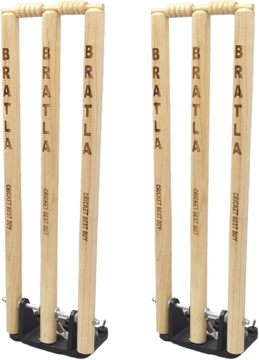 CBB Cricket Spring Return Stumps Wickets Metal Base Multi Surface Placement (Set of 2)