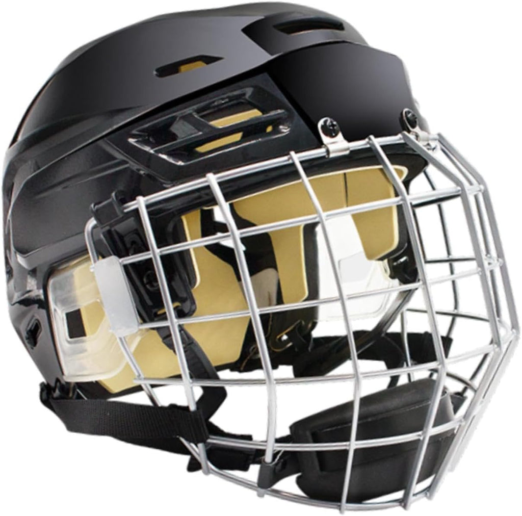 Hockey Helmet with Facemask Professional Ice Skate Training Helmet Sports Helmet Adjustable Polyethylene Material Suitable for School Team