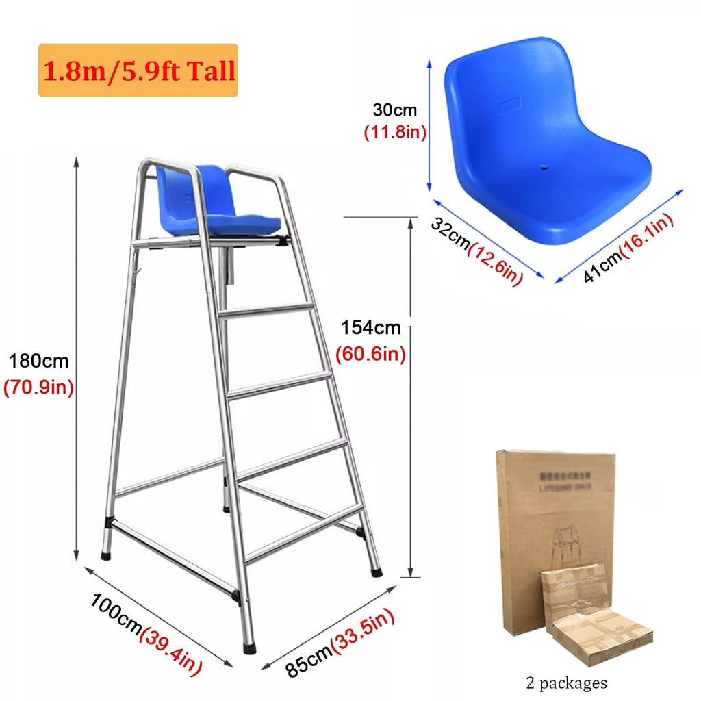 5.9ft Tall Lifeguard Chair, Commercial Elevated Rescue Ladder, Essential Lifeguard Equipment, 660LBS Load, for Swimming Beach/Water Park/Lake Outdoor Life Guard Chairs