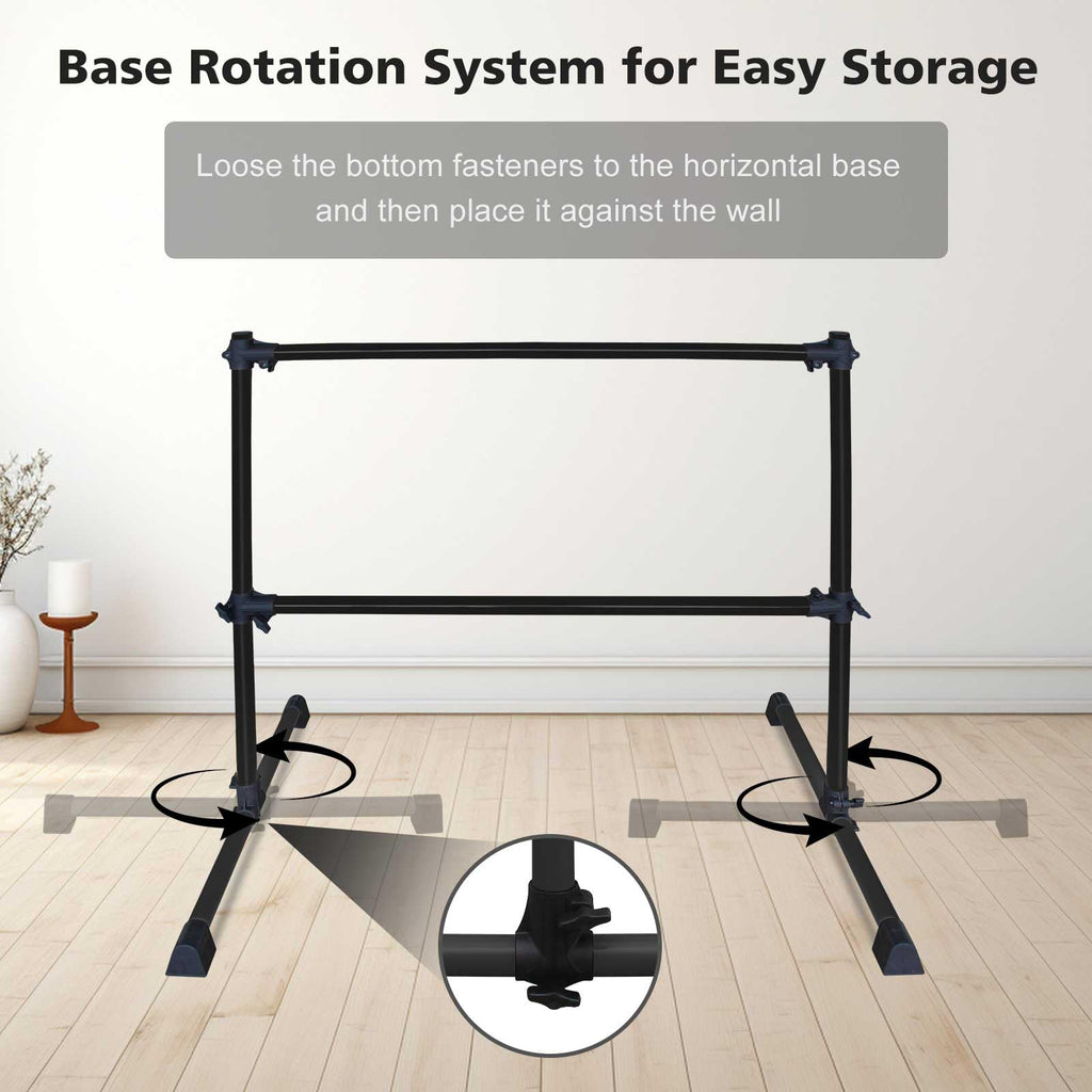 4FT/6FT Height Adjustable Double Ballet Barre, Freestanding Portable Stretching Dance Bar for Home, Heavy Duty Exercise Equipment for Kids & Adults with Anti-Slip Rubber Pads