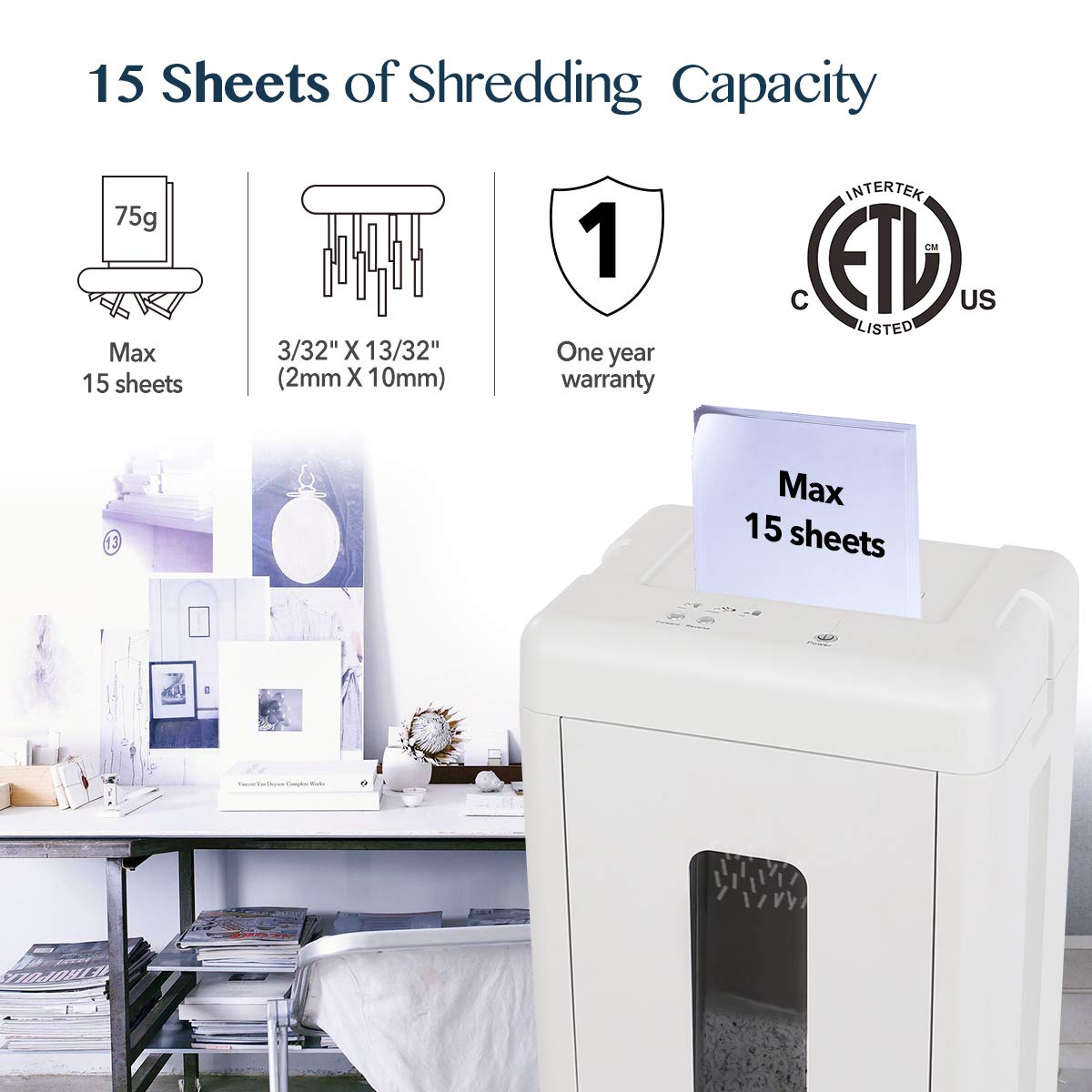 WOLVERINE SD9112 P5 Micro Cut Paper Shredder,10 Sheet,60Min,6 Gal, White