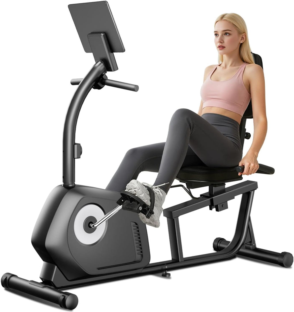 Recumbent Exercise Bike, Magnetic Stationary Bike for Home, Adjustable Seat