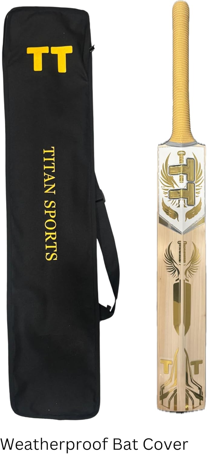 Titan English Willow Divine Cricket Bat Full Size Short Handle Grade 3 Lightweight & Handcrafted for Power and Control Ideal for Club & League Play with Free Hard Leather Ball