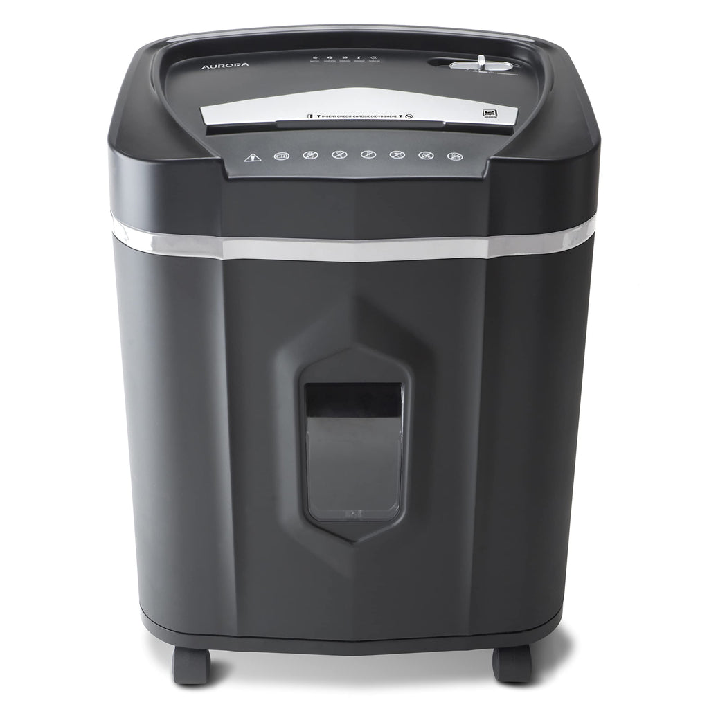 Aurora High Security AU110MB 110-Sheet Auto Feed Micro-Cut Paper and Credit Card Shredder with 4 Gallon Pullout Basket / 30 Minutes/Security Level P-4 (White/Black)
