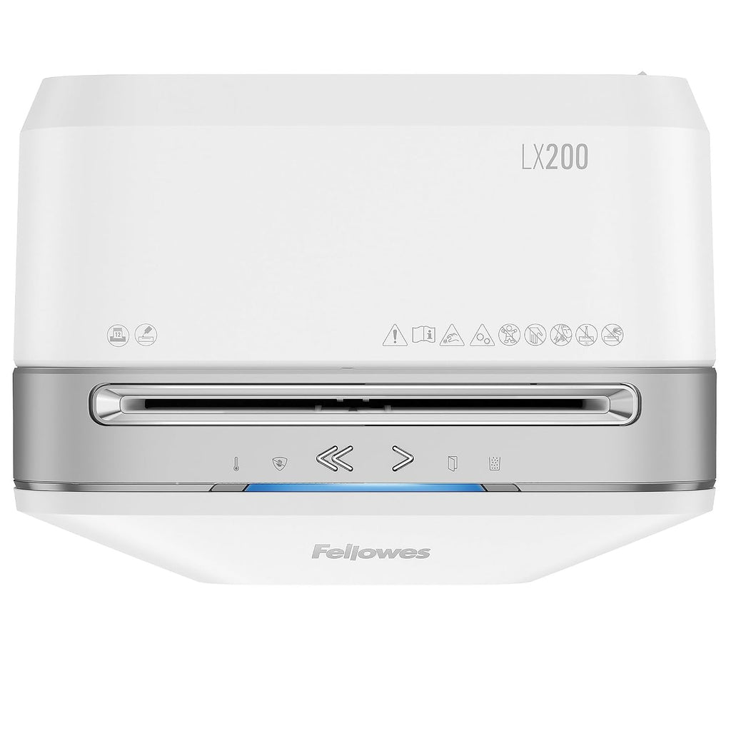 Fellowes LX200 P-4 Micro-Cut Paper Shredder, Jam-Proof Heavy-Duty Paper Shredder for Office, Shreds 12 Sheets Per Pass, White