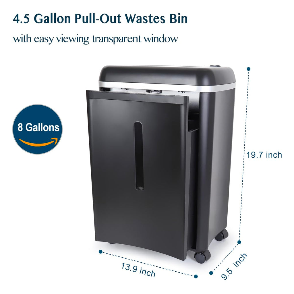 WOLVERINE SD9520 P5 Super Micro Cut Shredder, 15-Sheet, 2x10mm, 8Gal, Black