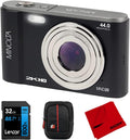 Minolta MND20-BK 44 MP 2.7K Ultra HD Digital Camera, Black Bundle with Lexar 32GB UHS-I SDHC Memory Card, Deco Photo Point and Shoot Camera Case and Deco Photo Microfiber Cleaning Cloth