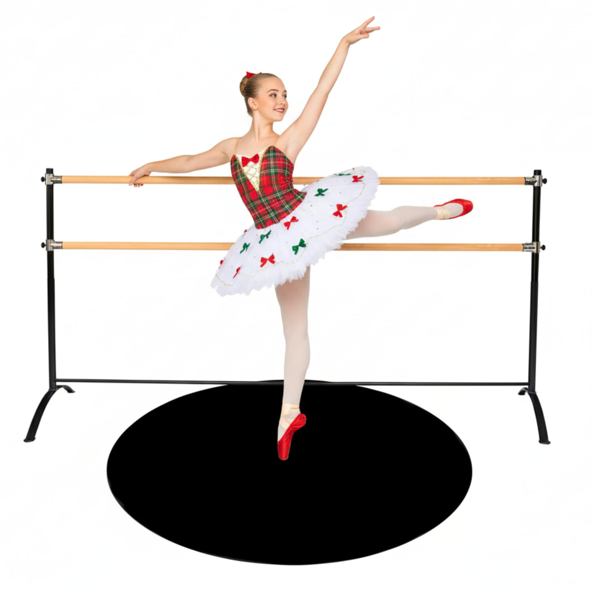 Artan Balance Ballet Barre for Home and Studio Bundle + Portable Marley Dance Floor + Stretching Strap