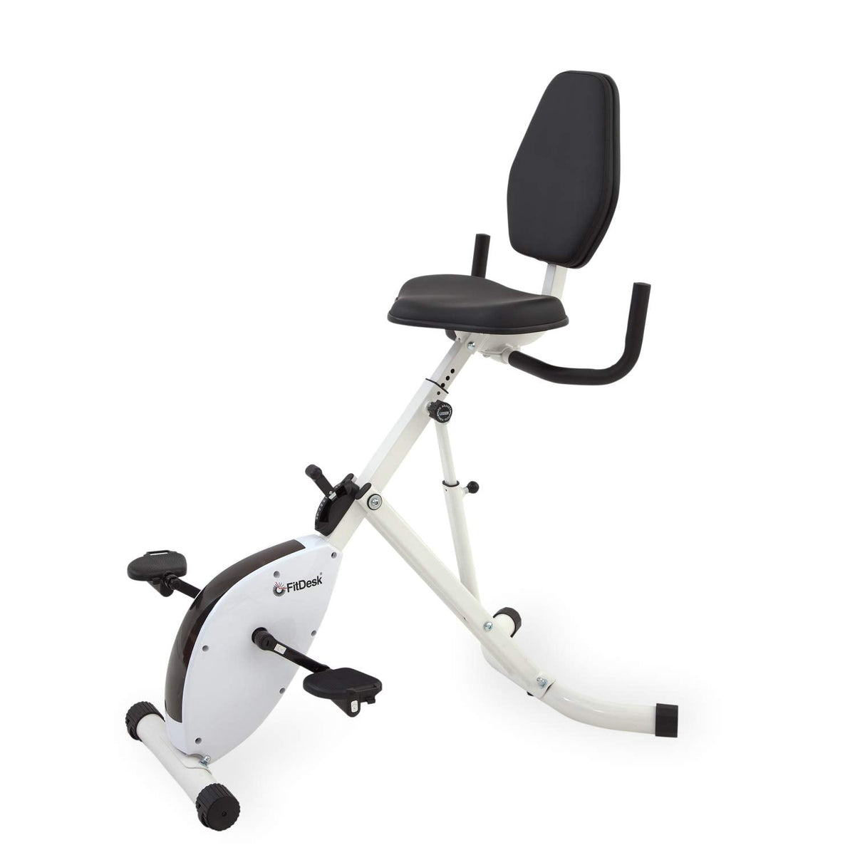 FitDesk Standing Exercise Bike Desk 3.0, Adjustable Height Indoor Cycling Trainer with Laptop Tray, Portable Stationary Fitness Desk for Home Office, Foldable Exercise Workstation, Supports 300 lbs