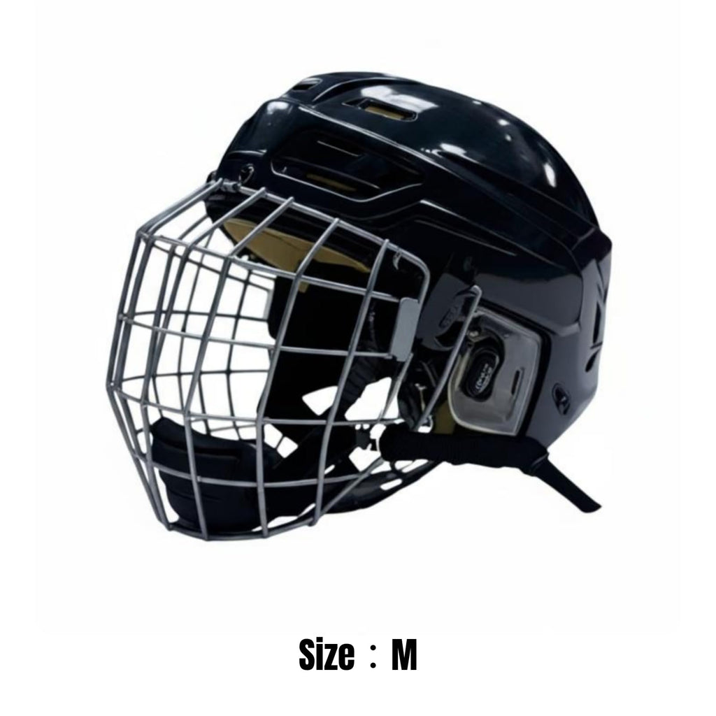 Baoblaze Ice Hockey Helmet with Cage Helmet Hockey Headgear Face Cage PP Hard Case and EVA Cushioning Smooth Glossy Surface and Ports Suitable for Training Matches