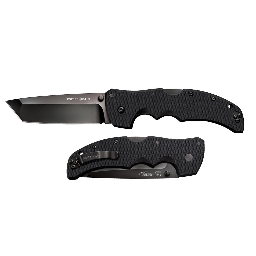 COLD STEEL Recon 1 4" S35VN Razor-Sharp Blade 5.375" G-10 Handle Tactical Folding Knife w/Tri-Ad Lock, Ambidextrous Pocket/Belt Clip