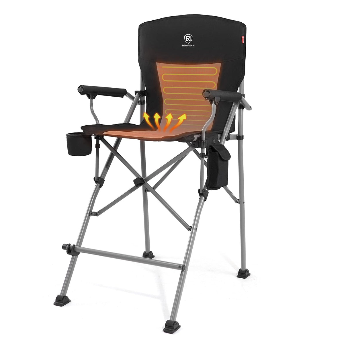 EVER ADVANCED Tall Director Chair 31" Foldable Camping with Carry Bag Black