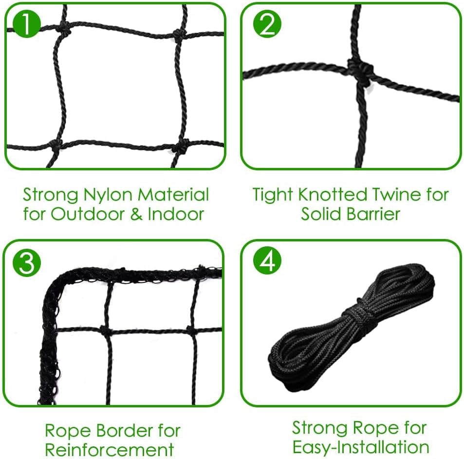 Baseball Softball Backstop Nets, Heavy Duty Sports Netting Barrier #18 Baseball Netting 10'x10'/10'x20'/15'x15'â¦