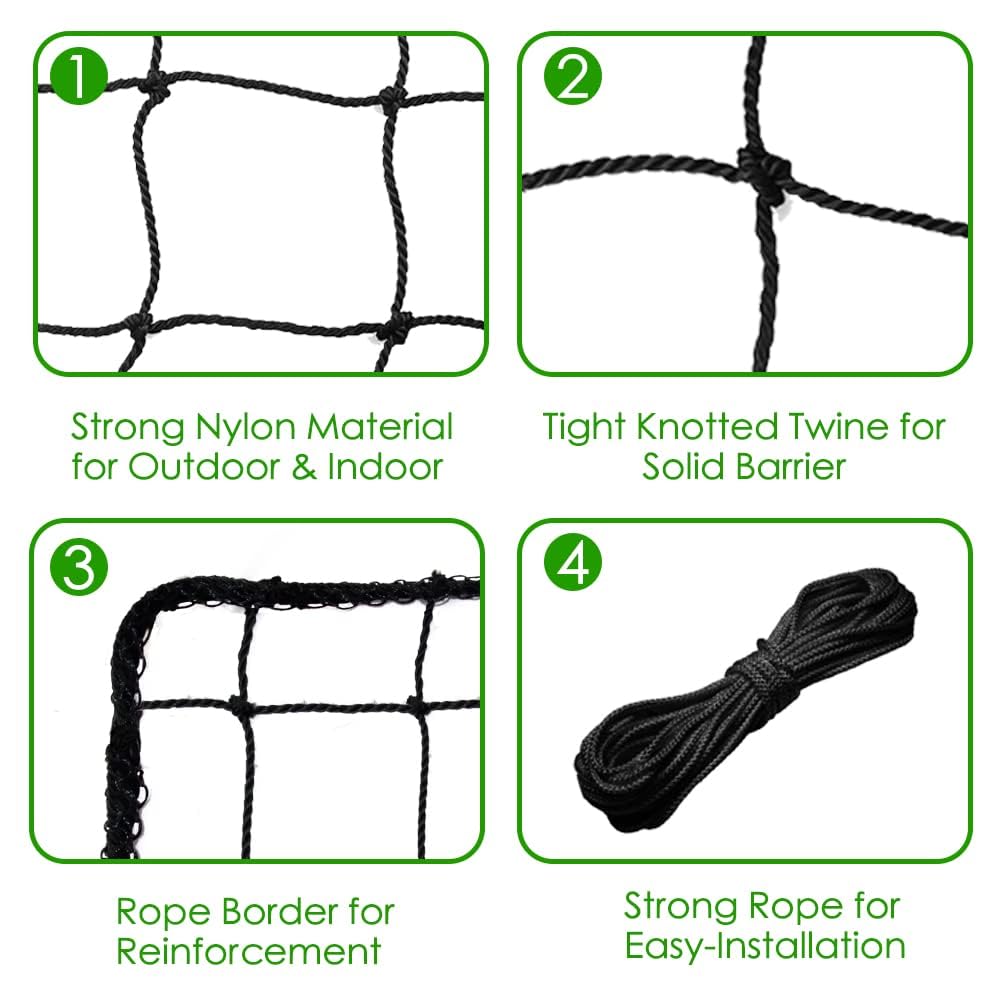 Baseball Softball Backstop Nets, Heavy Duty Sports Netting Barrier #18 Baseball Netting 10'x10'/10'x20'/15'x15'â¦