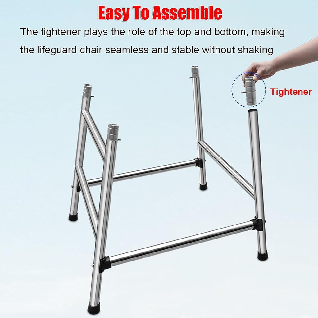 47/59/71 in Tall Stainless Steel Lifeguard Chair Loads 660 LBS, Referee Chair Stand, Outdoor Life Guard Chairs with Umbrella Holder for Deck Pool Bar Beach(120cm/3.94ft Tall)