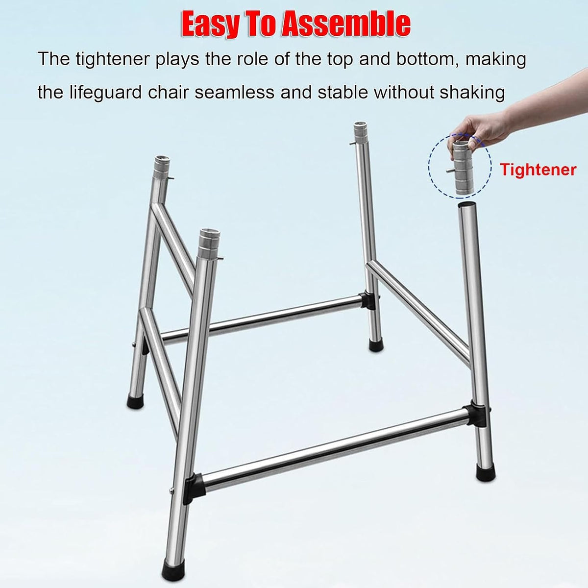 47/59/71 in Tall Stainless Steel Lifeguard Chair Loads 660 LBS, Referee Chair Stand, Outdoor Life Guard Chairs with Umbrella Holder for Deck Pool Bar Beach(120cm/3.94ft Tall)