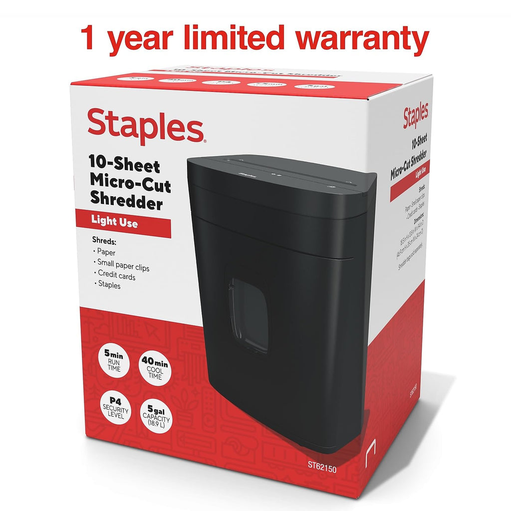 Staples 12-Sheet Micro-Cut Paper Shredder, High-Security, Anti-Jam, Black