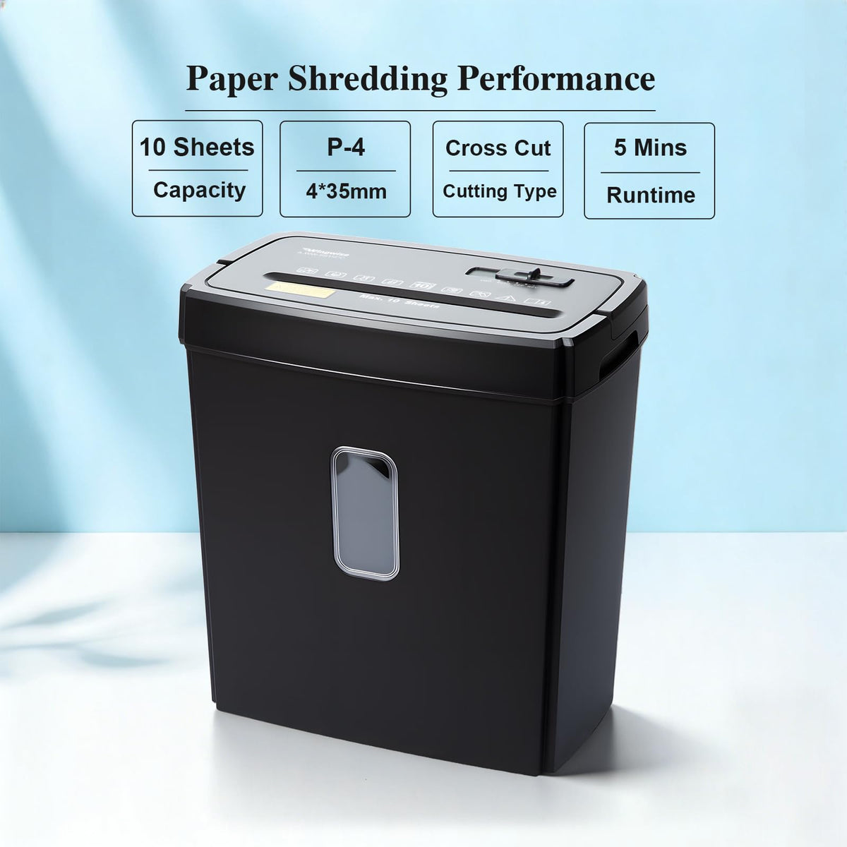 Wingwise Paper Shredder for Home, 15 Sheets Heavy Duty Cross Cut Shredders for Office, P-4, 15 Mins Runtime, 5.8-Gal Bin with Transparent Window, Shreds Credit Cards & CDs, Staples & Paper Clips