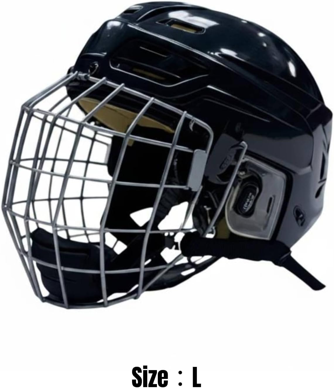 harayaa Ice Hockey Helmet with Cage Headgear Sports Helmet Face Cage Metal Wire Cage with Ear Guards PP Shell with EVA Padding Adjustable Chin Strap Suitable for Training Games