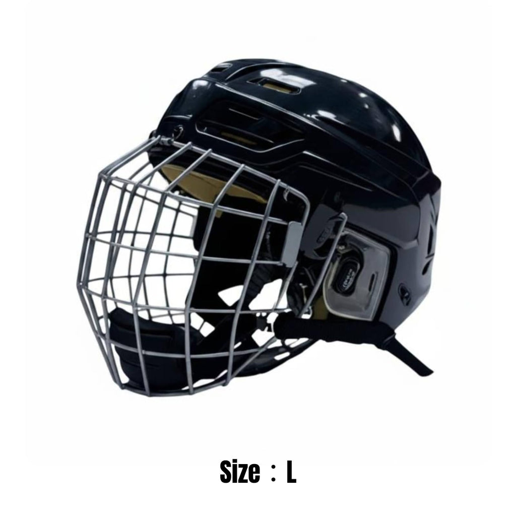 Ice Hockey Helmet with Cage Sports Headgear Hockey Helmet Face Cage PP Outer Case and EVA Inner Pad Vent Openings and Contoured Shape Suitable for Practice Training Games