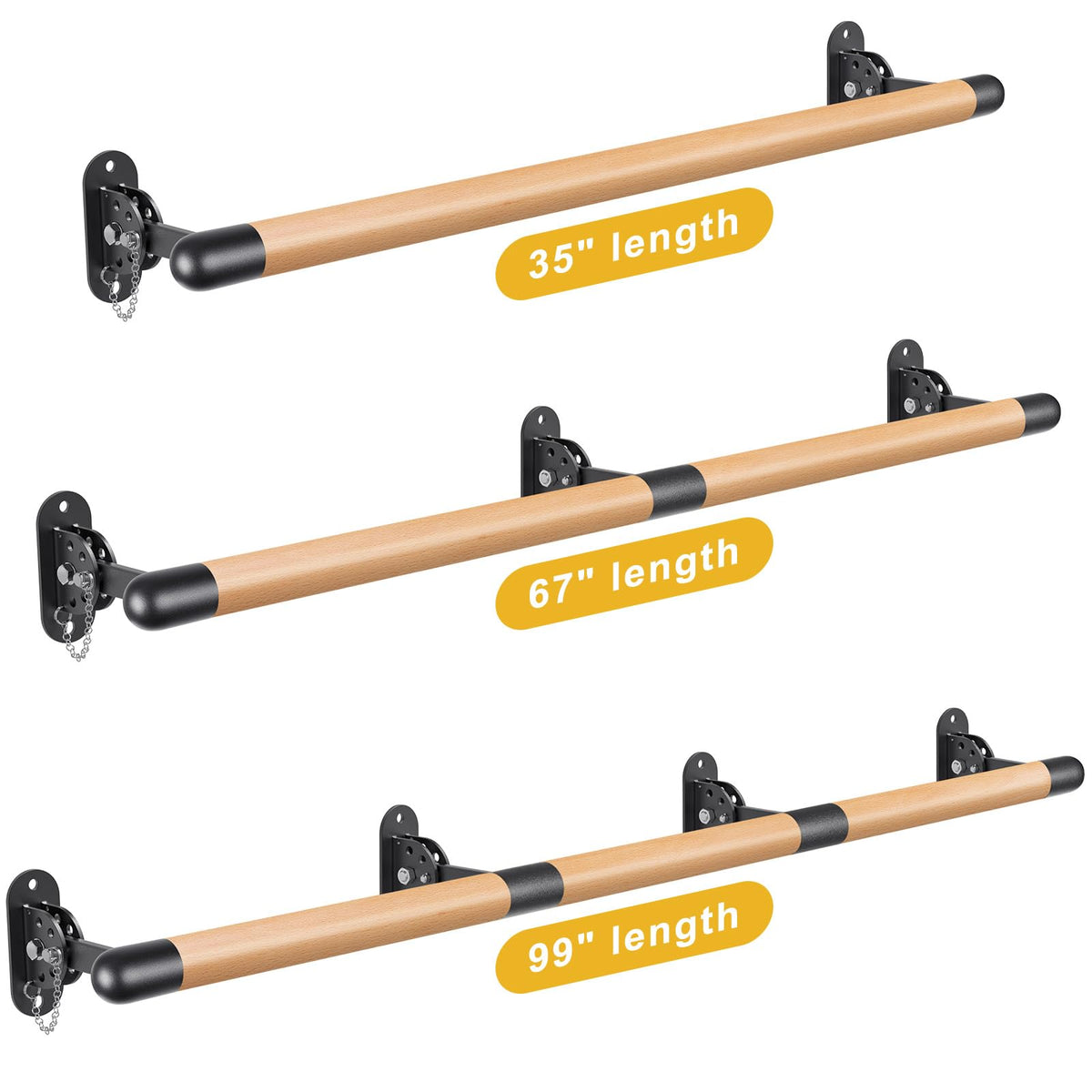 Kipika Wall Mounted Traditional Solid Wood Ballet Barre, Freestanding Ballet Barre, Stretch/Dance Bar for Home Workout Dance Equipment, Durable Metal Support, Height Adjustment