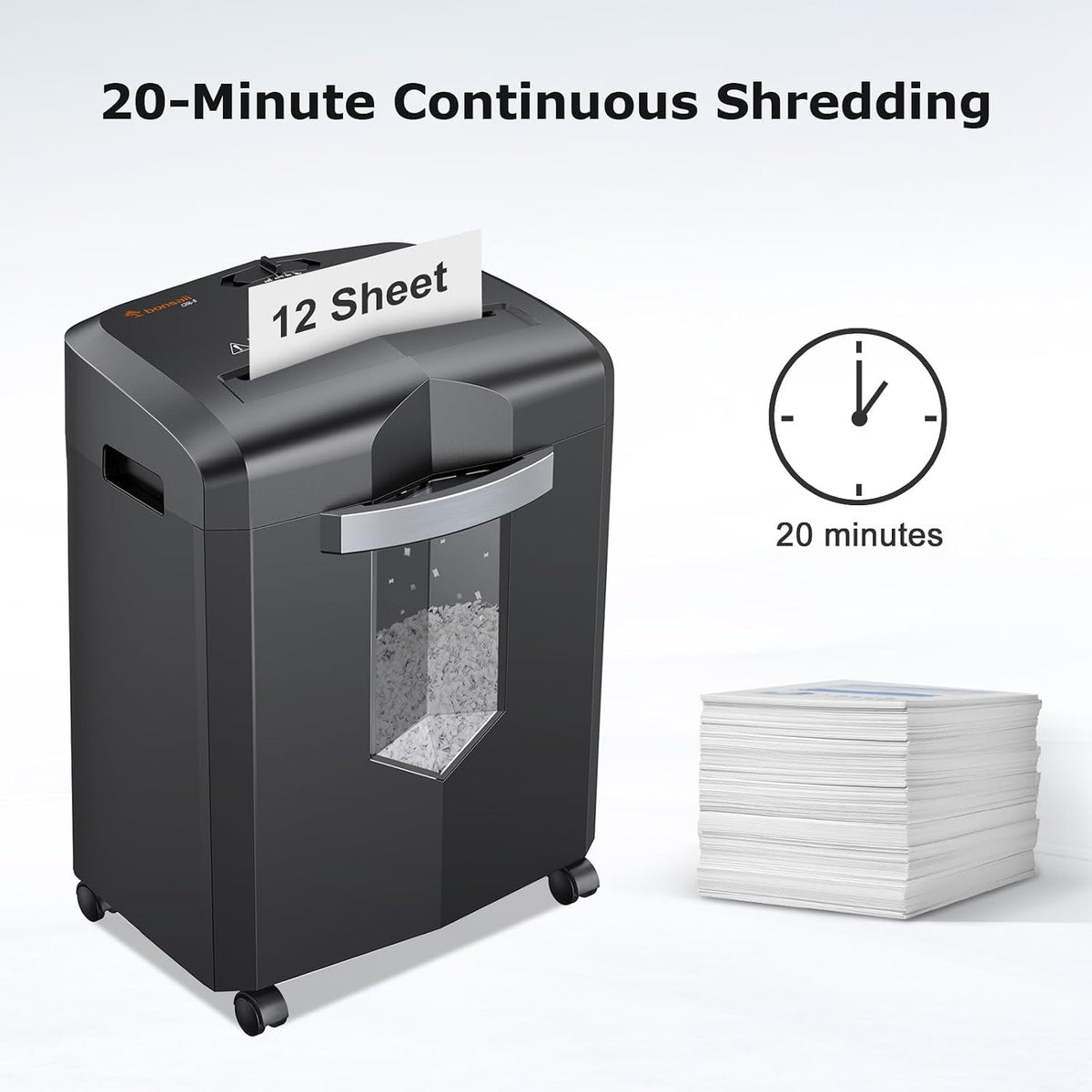 Bonsaii 12-Sheet Micro Cut Heavy Duty Paper Shredder for Home Office