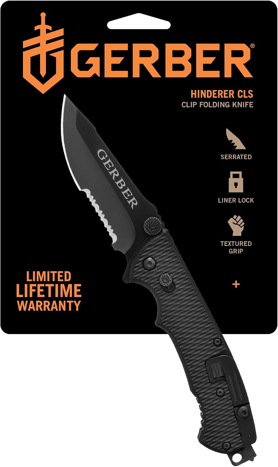 Gerber Hinderer CLS Tactical EDC Folding Pocket Knife, Serrated Blade